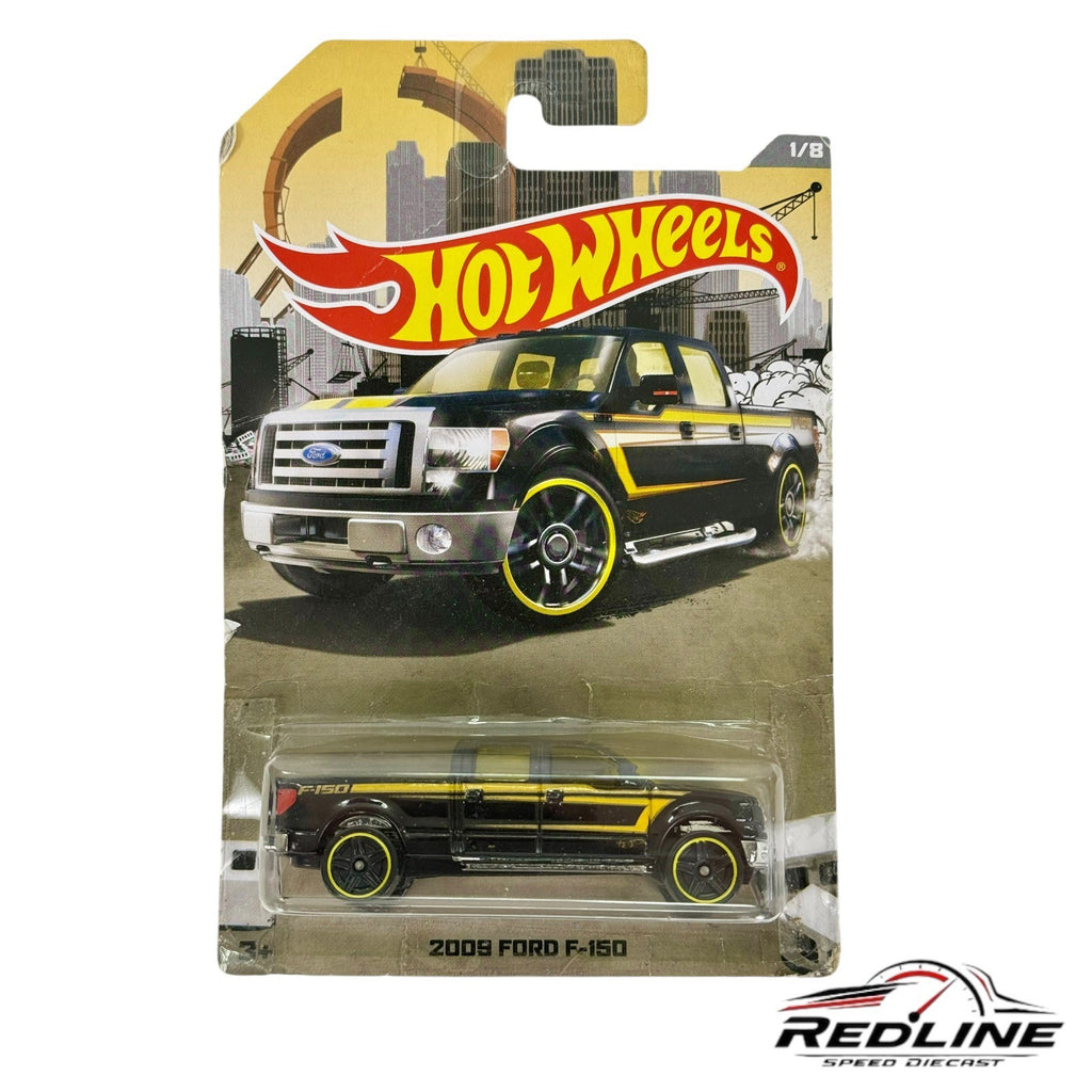 🇺🇸Hot Wheels 2015 Ford F150 1/8 Black & Yellow 1:64 H13🇺🇸