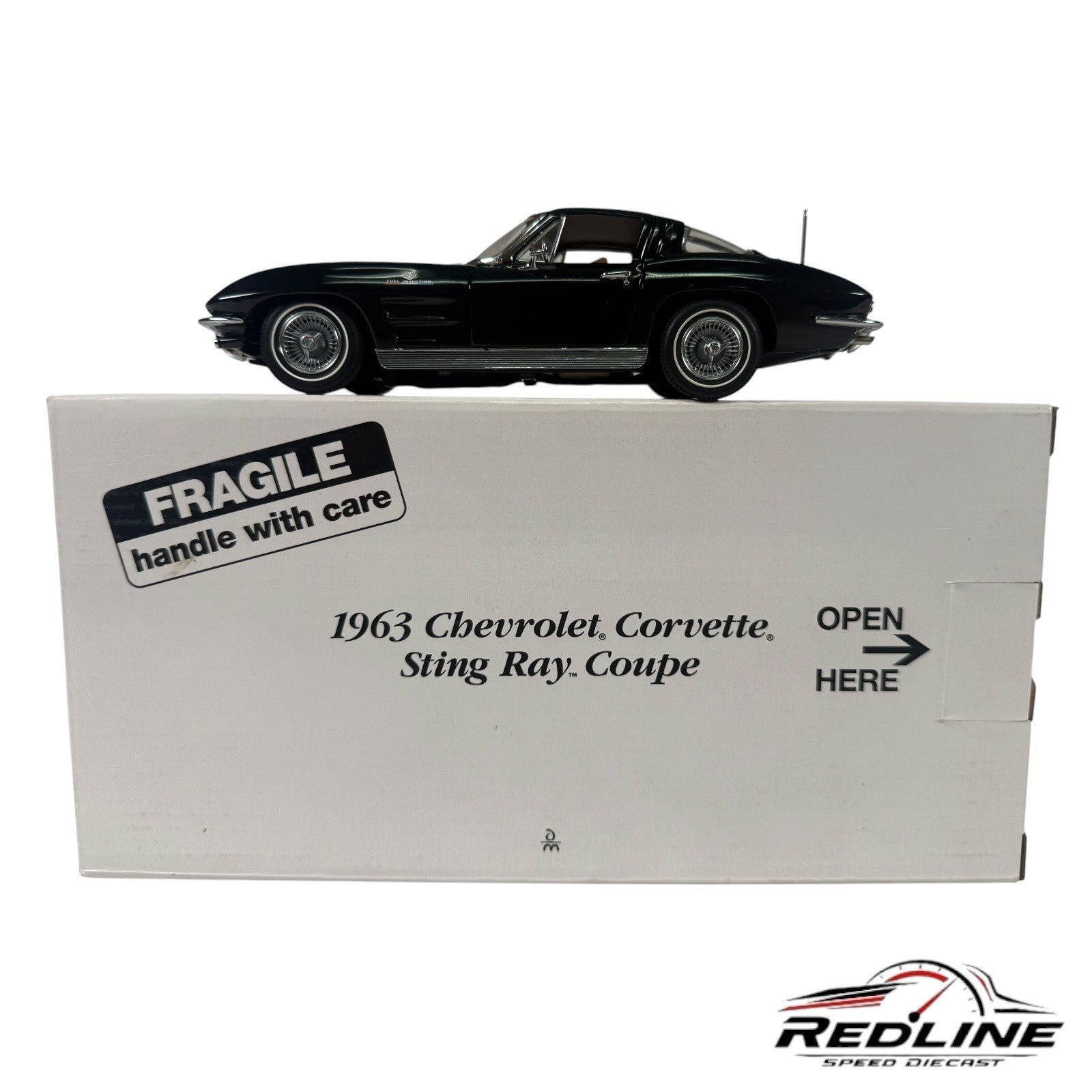 🦅🦅Danbury Mint 1963 Chevrolet Corvette Sting Ray Coupe Black 1/24 C2🦅🦅