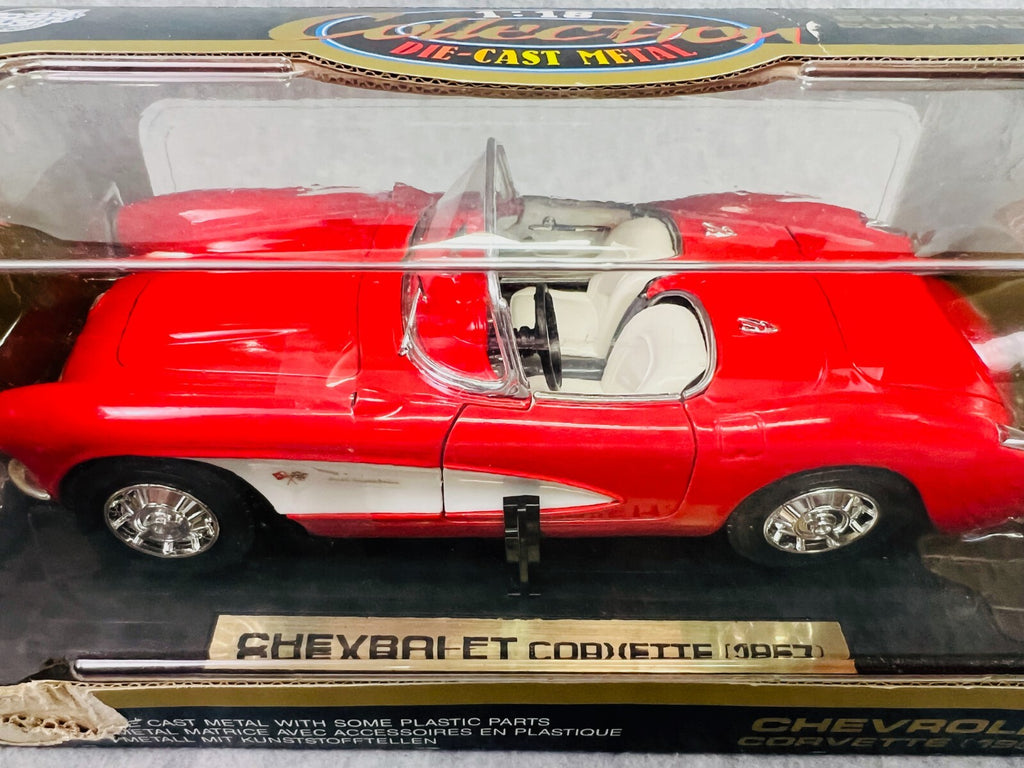 🇺🇸Road Tough 1957 Metal Collection Chevrolet Corvette 1:18 Diecast Car🇺🇸
