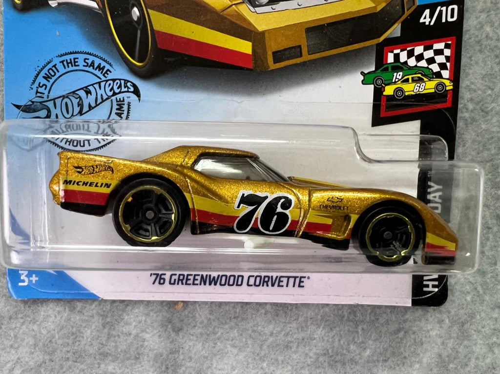 🔥🔥🔥Hot Wheels HW Race Day '76 Greenwood Corvette #34 Gold H24🔥🔥🔥