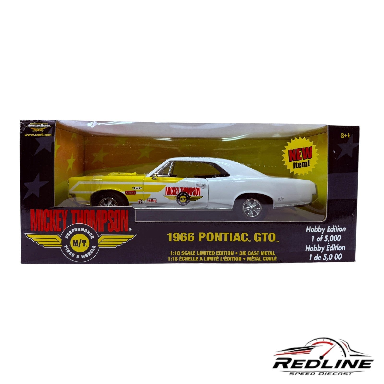 🦅🦅Ertl American Muscle 1966 Pontiac GTO Mickey Thompson 1:18 TV🦅🦅