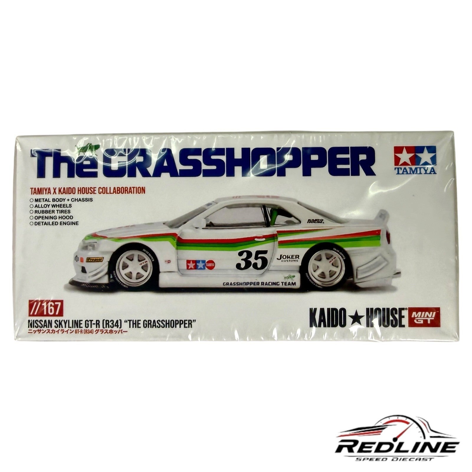 🎌🎌Kaido House Nissan Skyline R34 The GRASSHOPPER V1 KHMG167O 1:64 H15🎌🎌