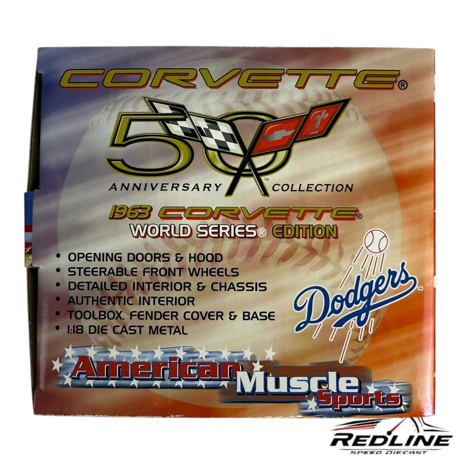 🦅🦅Ertl American Muscle 1963 Corvette Los Angeles Dodgers 1:18 B3🦅🦅