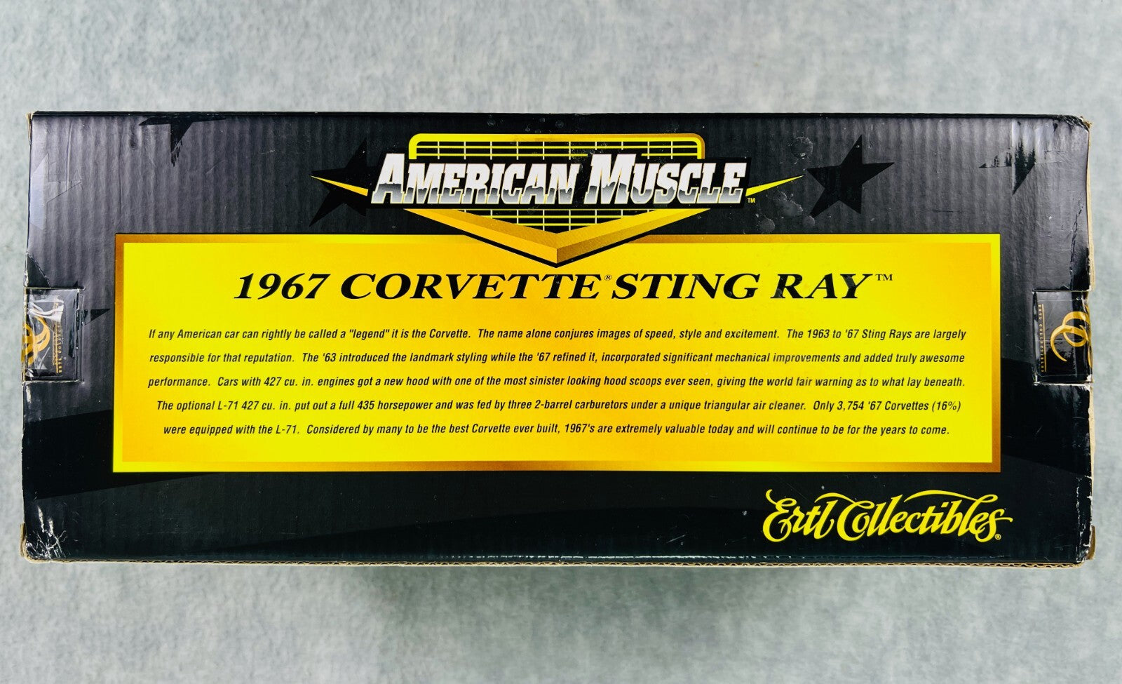 🇺🇸🇺🇸American Muscle 1967 CORVETTE STING RAY BLACK w/BLUE STRIPE 1:18🇺🇸🇺🇸