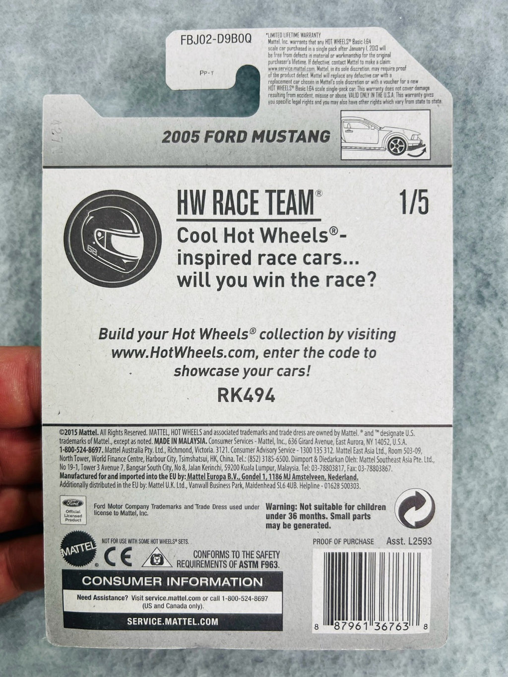 🇺🇸Hot Wheels  HW Race Team 2005 Ford Mustang WHITE FACTORY SEALED H25🇺🇸
