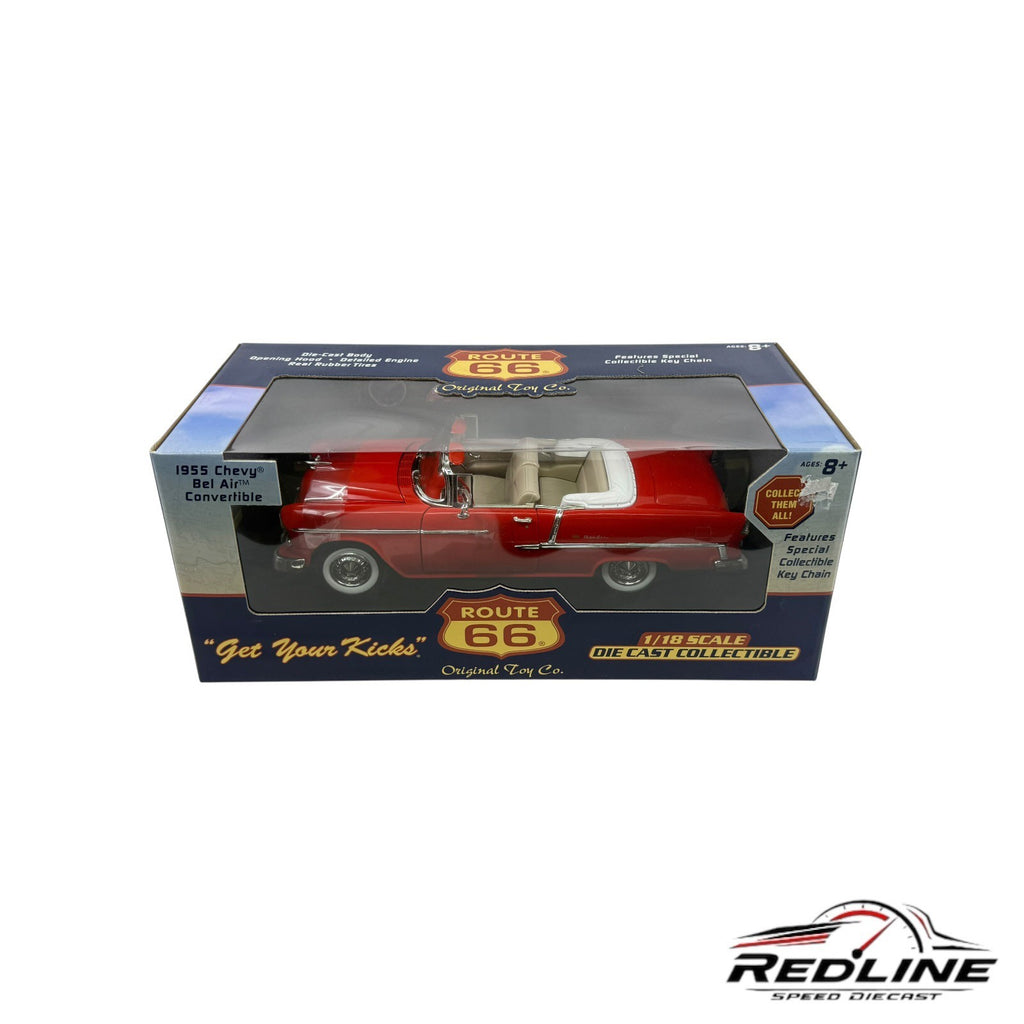 🇺🇸Route 66 1955 Chevy Bel Air Convertible Red 1:18 C3🇺🇸