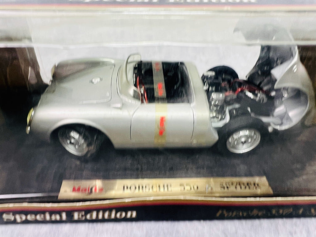 🇩🇪1/18 Maisto Porsche 550a Spyder 1958 Plain Body Silver New in Box🇩🇪