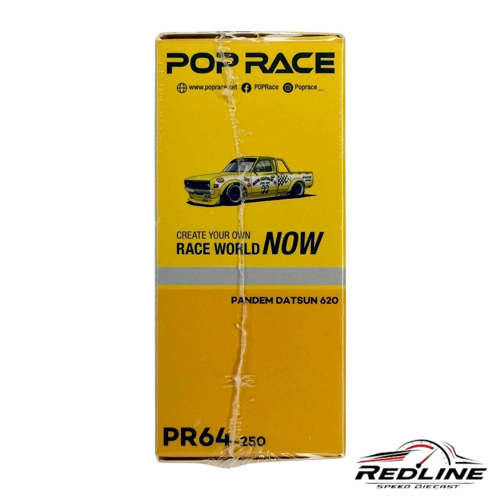 🎌Pop Race Pandem Datsun 620 pickup Mooneyes Yellow 1:64 H17🎌