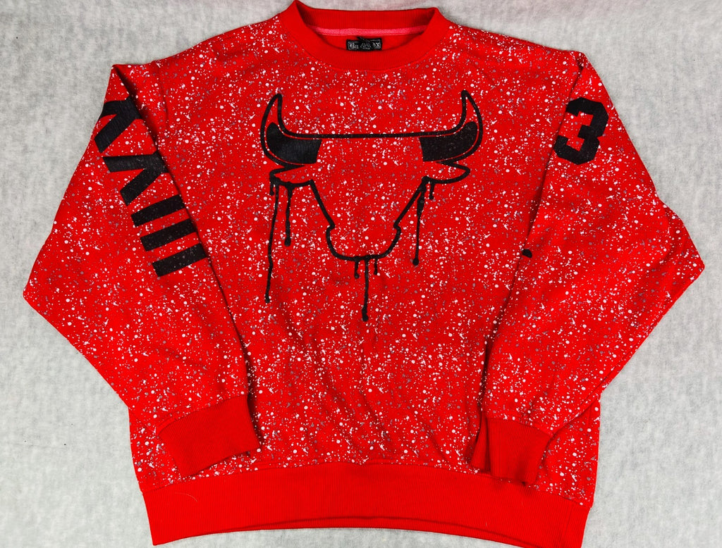🏀🏀Rare Fox Jordan Sweatshirt Splatter Design Size 2X Large Chicago Bulls🏀🏀