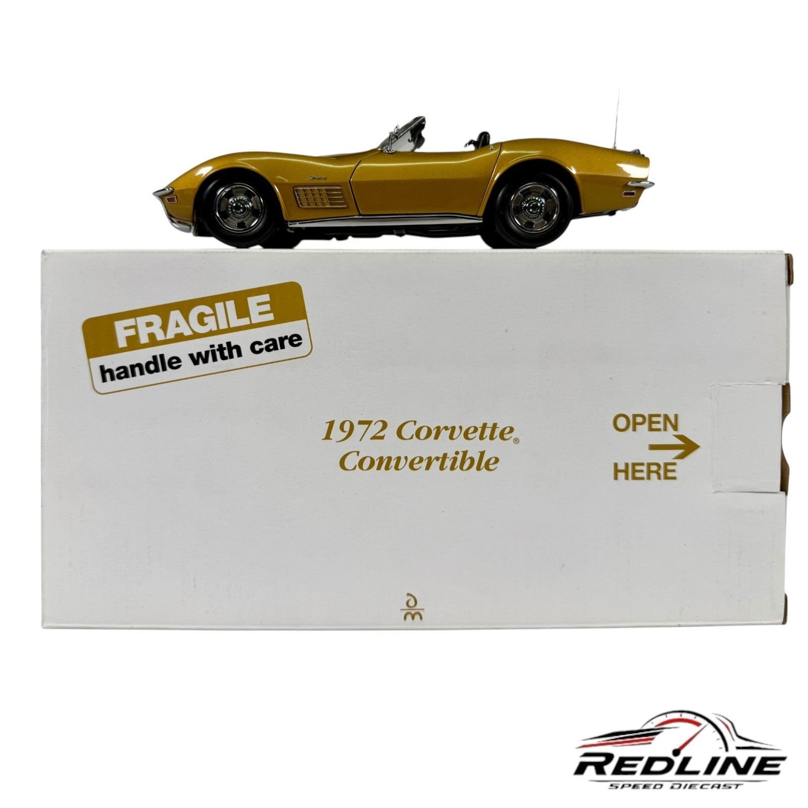 🦅🦅Danbury Mint 1972 Chevrolet Corvette Coupe Gold 1:24 D1🦅🦅