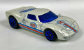 🔥HOT WHEELS FORD GT40 SUPER CAR WHITE w/ BLUE WINDOWS & ANODIZED WHEEL RARE🔥