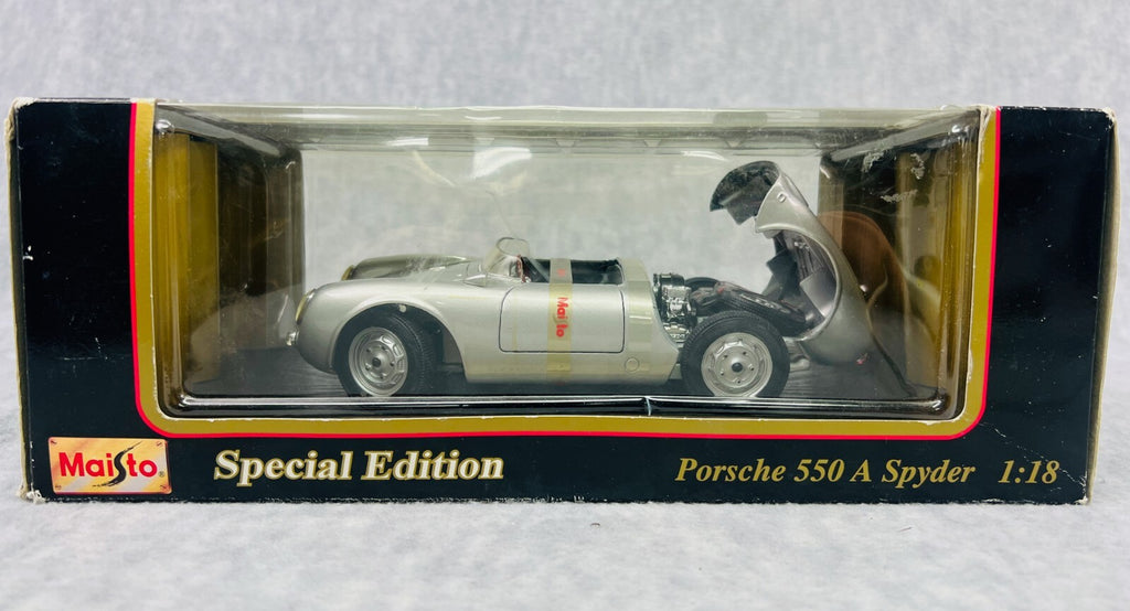 🇩🇪1/18 Maisto Porsche 550a Spyder 1958 Plain Body Silver New in Box🇩🇪