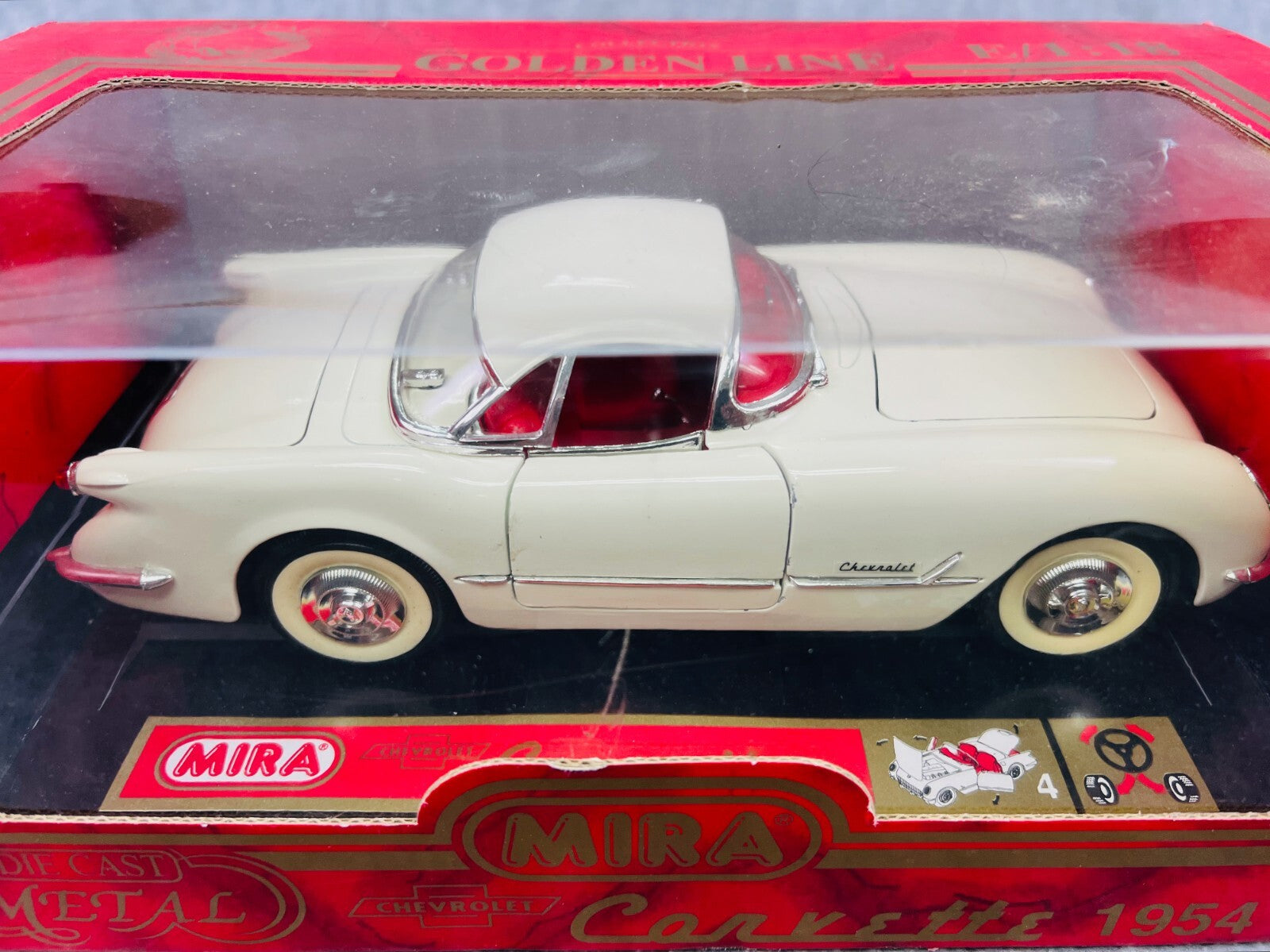 🇺🇸🇺🇸🇺🇸Mira Golden Line 1953 Chevy Corvette  White 1:18 Scale 🇺🇸🇺🇸🇺🇸