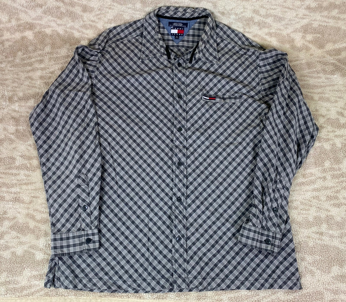 👔👔👔Vintage 90s Tommy Hilfiger Plaid Long Sleeve Button Down Shirt Mens XL👔👔