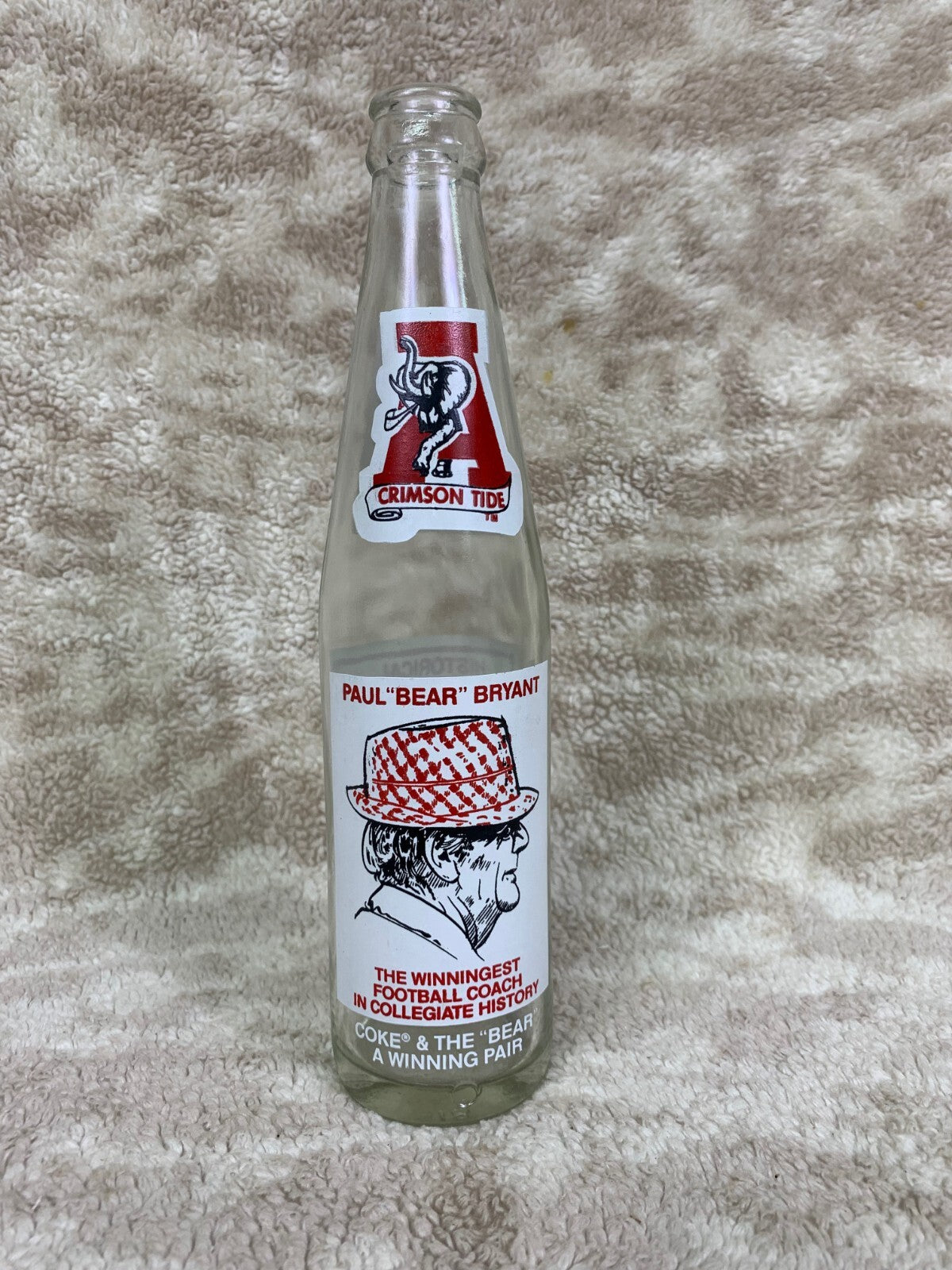 🥤🥤🥤 Alabama Crimson Tide Paul Bear Bryant Vintage Collectors Coca-Cola 🥤🥤🥤