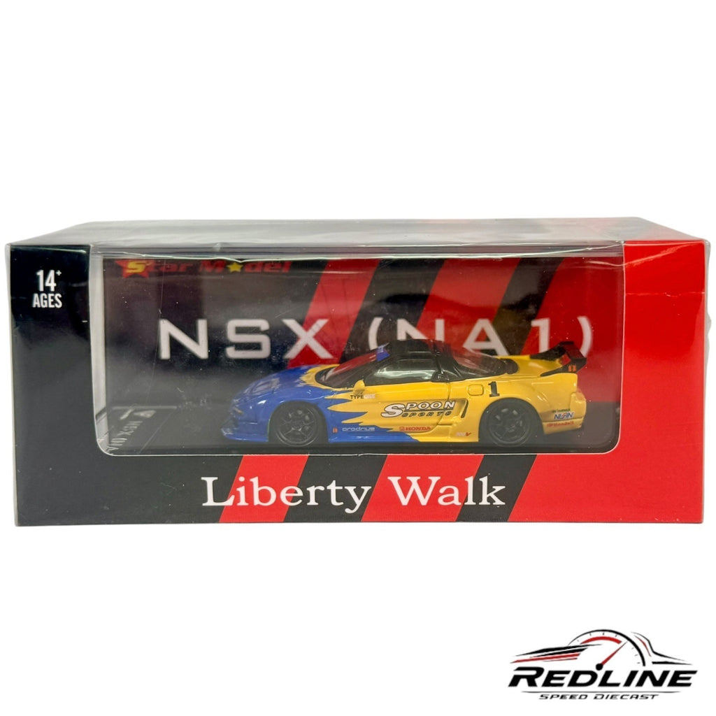 🎌Star Model Acura NSX (NA1) Spoon Racing Liberty Walk Yellow/Blue 1:64 H3🎌