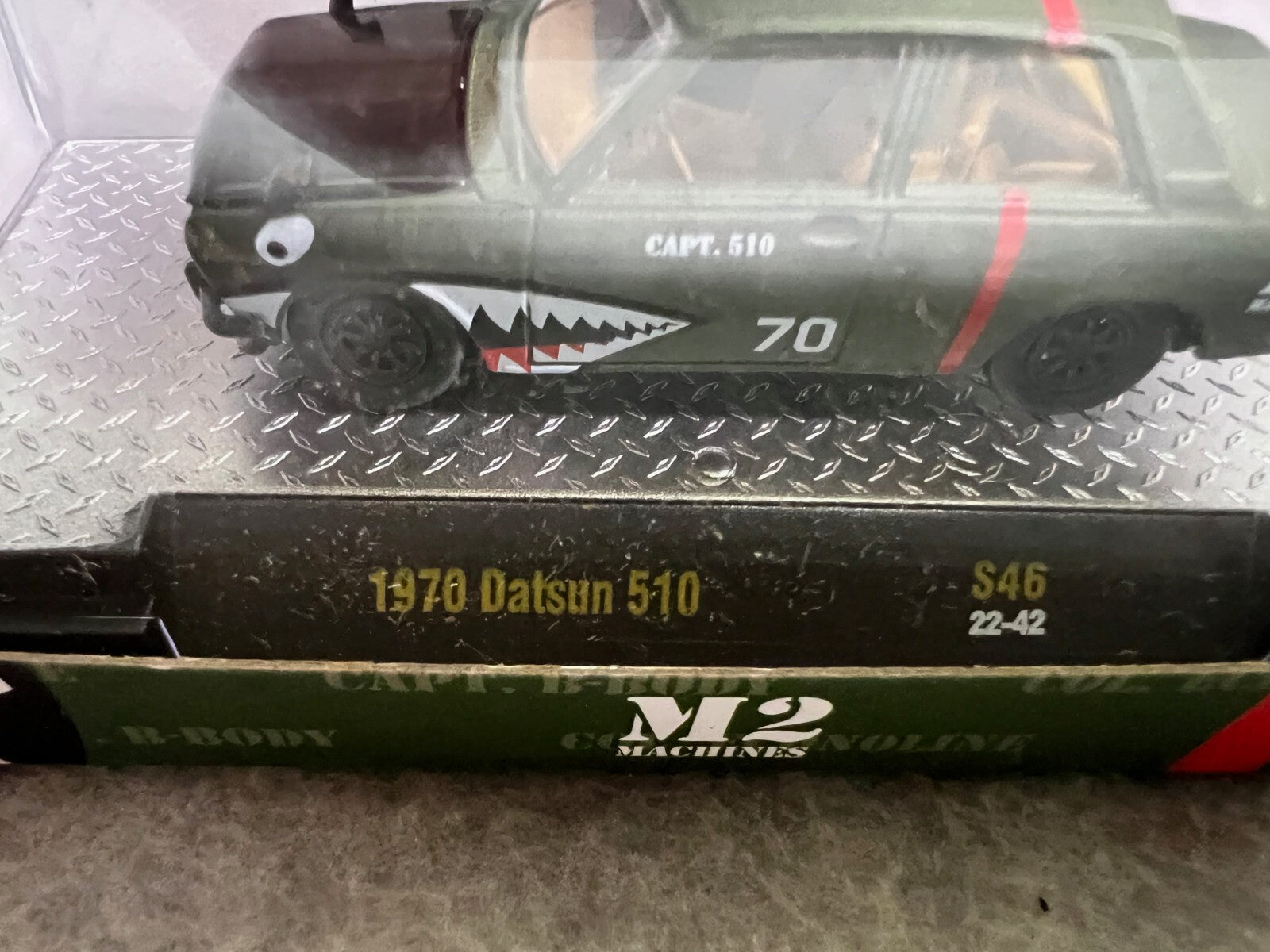 🔥🔥🔥M2 Machines  1970 DATSUN 510 Capt 510 Soldier Green H7🔥🔥🔥