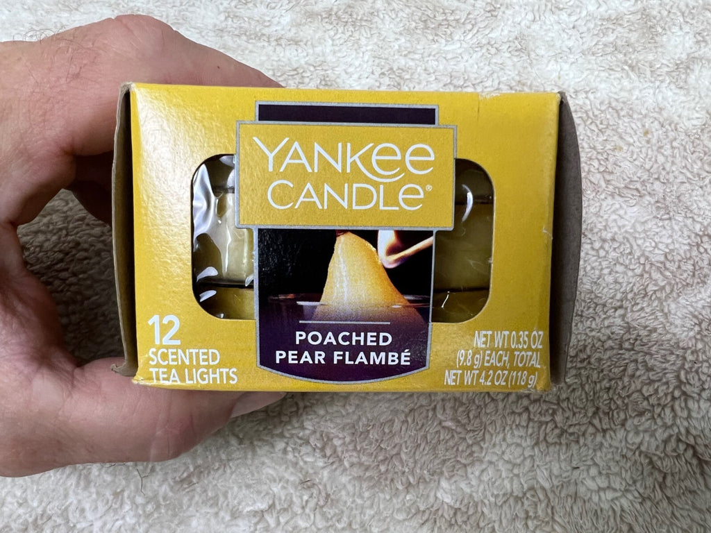 🕯🕯🕯Yankee Candle Poached Pear Flambe 12 Scented Tea Lights Retired🕯🕯🕯