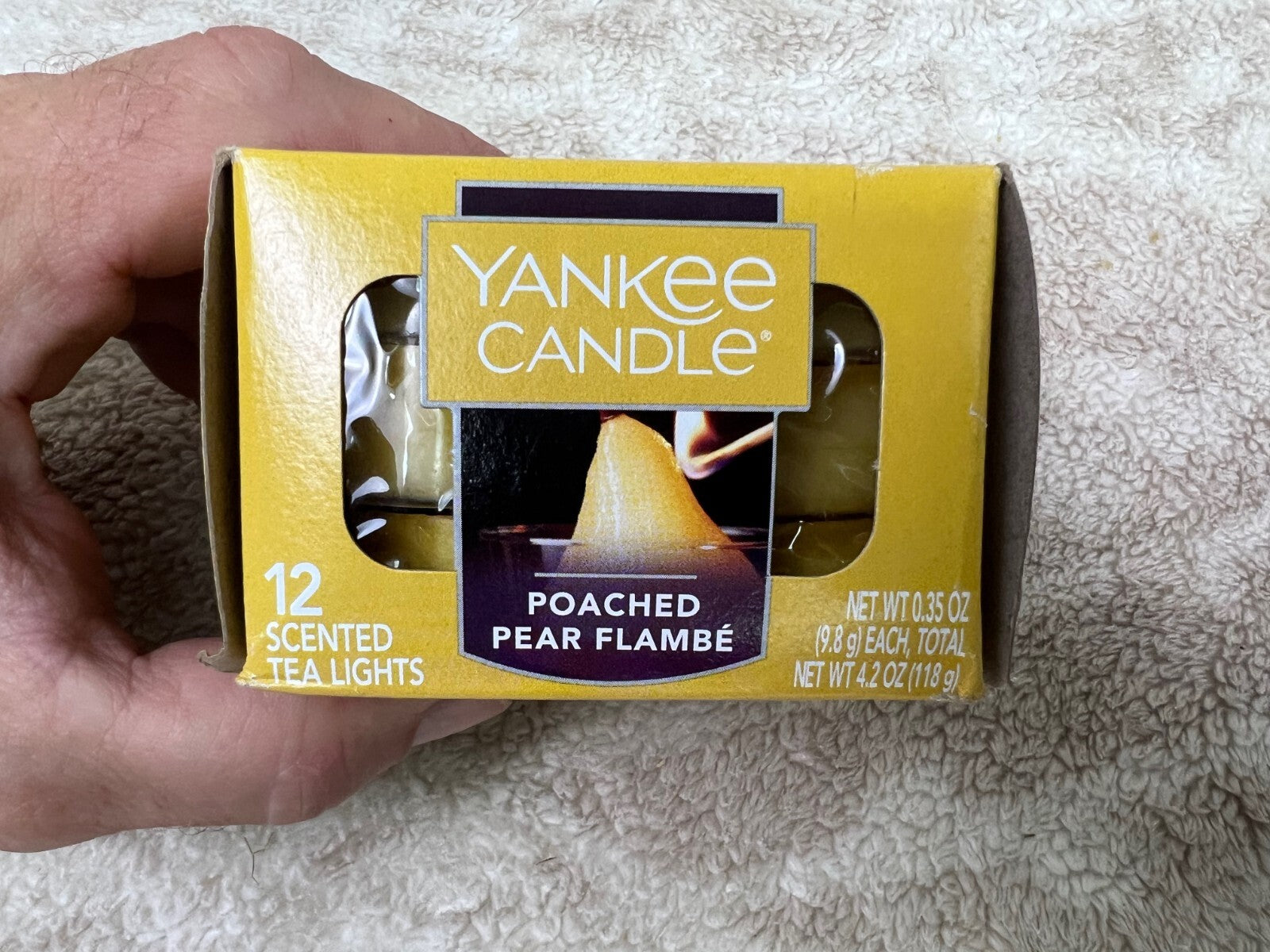 🕯🕯🕯Yankee Candle Poached Pear Flambe 12 Scented Tea Lights Retired🕯🕯🕯