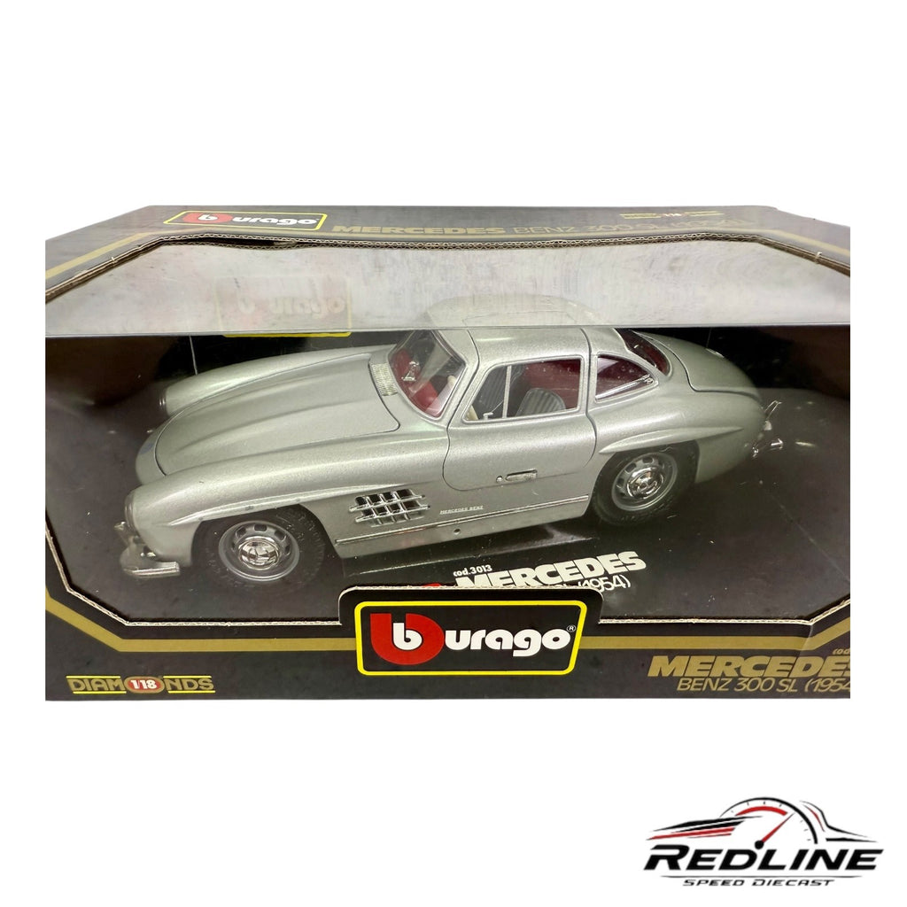 🇩🇪🇩🇪Burago Diamonds 1954 Mercedes-Benz 300 SL SILVER 1:18🇩🇪🇩🇪