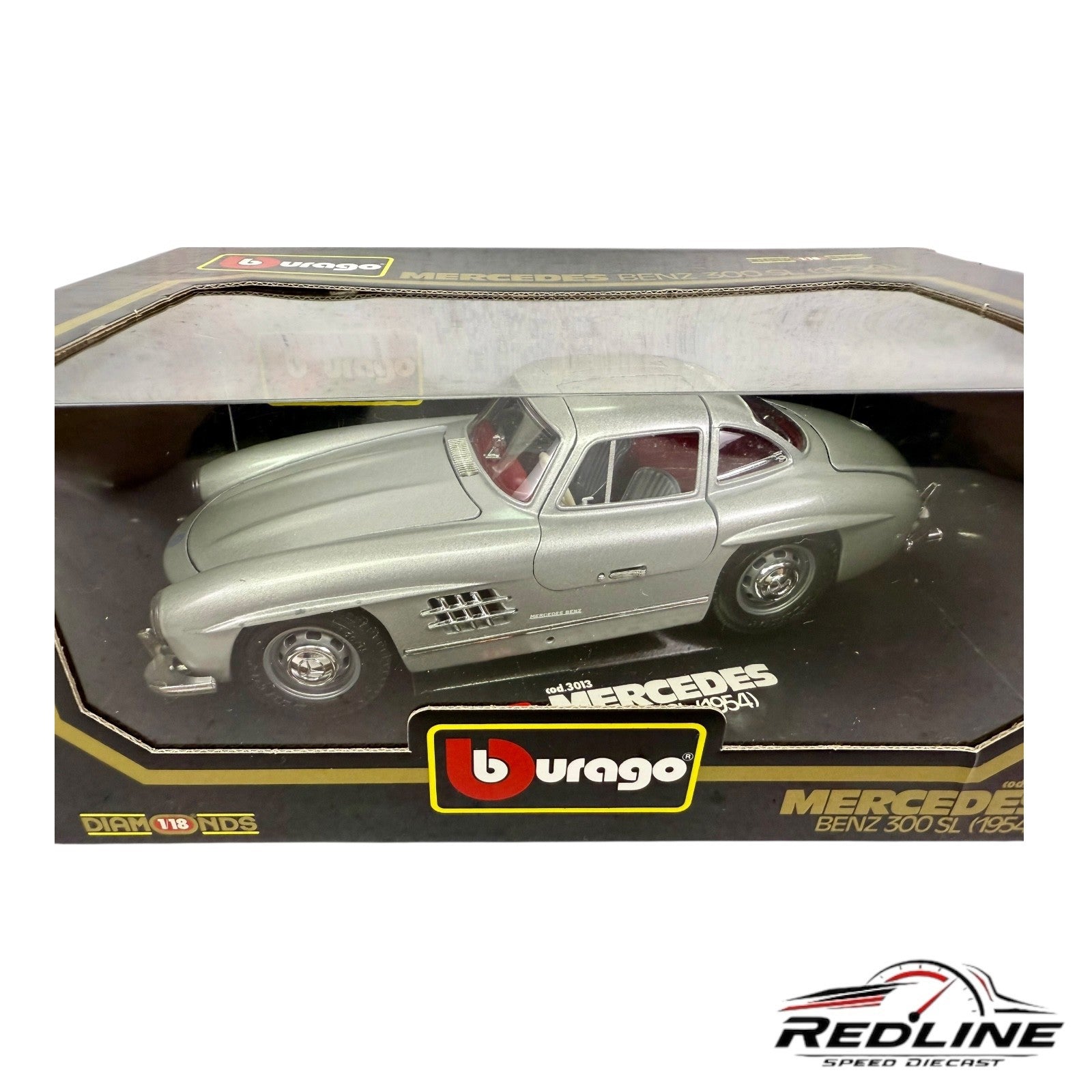 🇩🇪🇩🇪Burago Diamonds 1954 Mercedes-Benz 300 SL SILVER 1:18🇩🇪🇩🇪