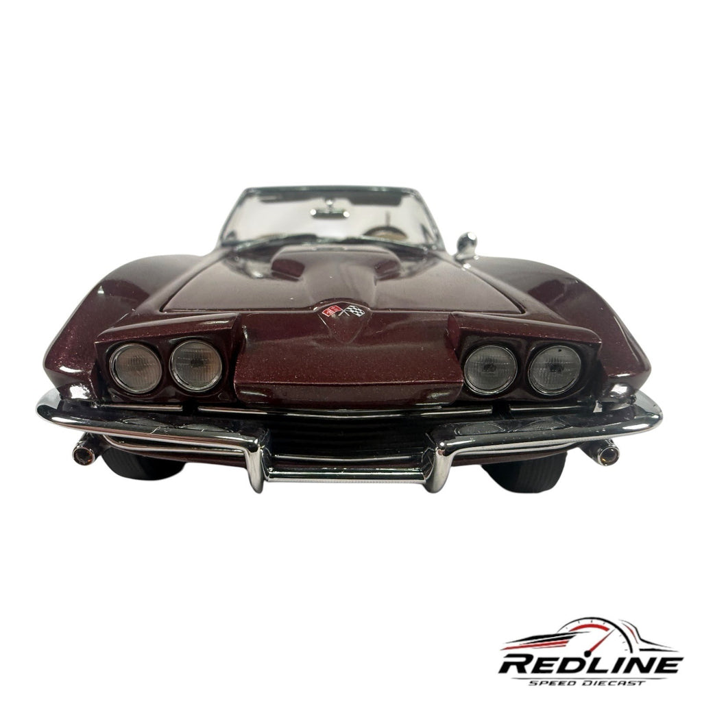 🇺🇸Danbury Mint 1965 Chevrolet Corvette Convertible Milano Maroon 1:24 C2🇺🇸