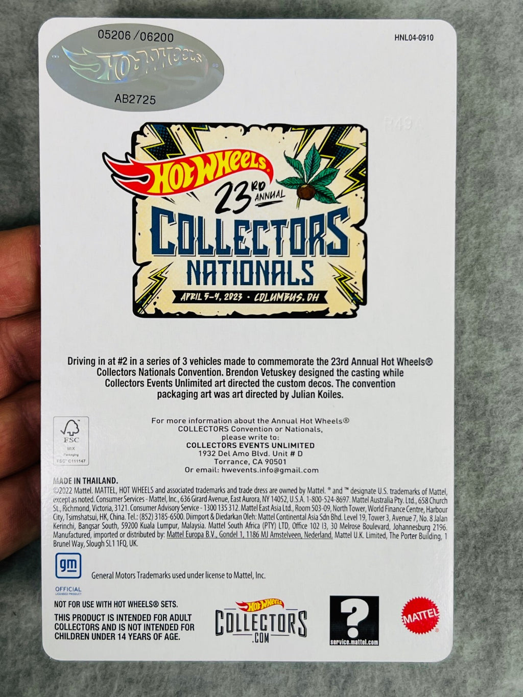🇺🇸Hot Wheels 23rd Annual Collectors Nationals 1985 Chevrolet Camaro Iroc-Z H11