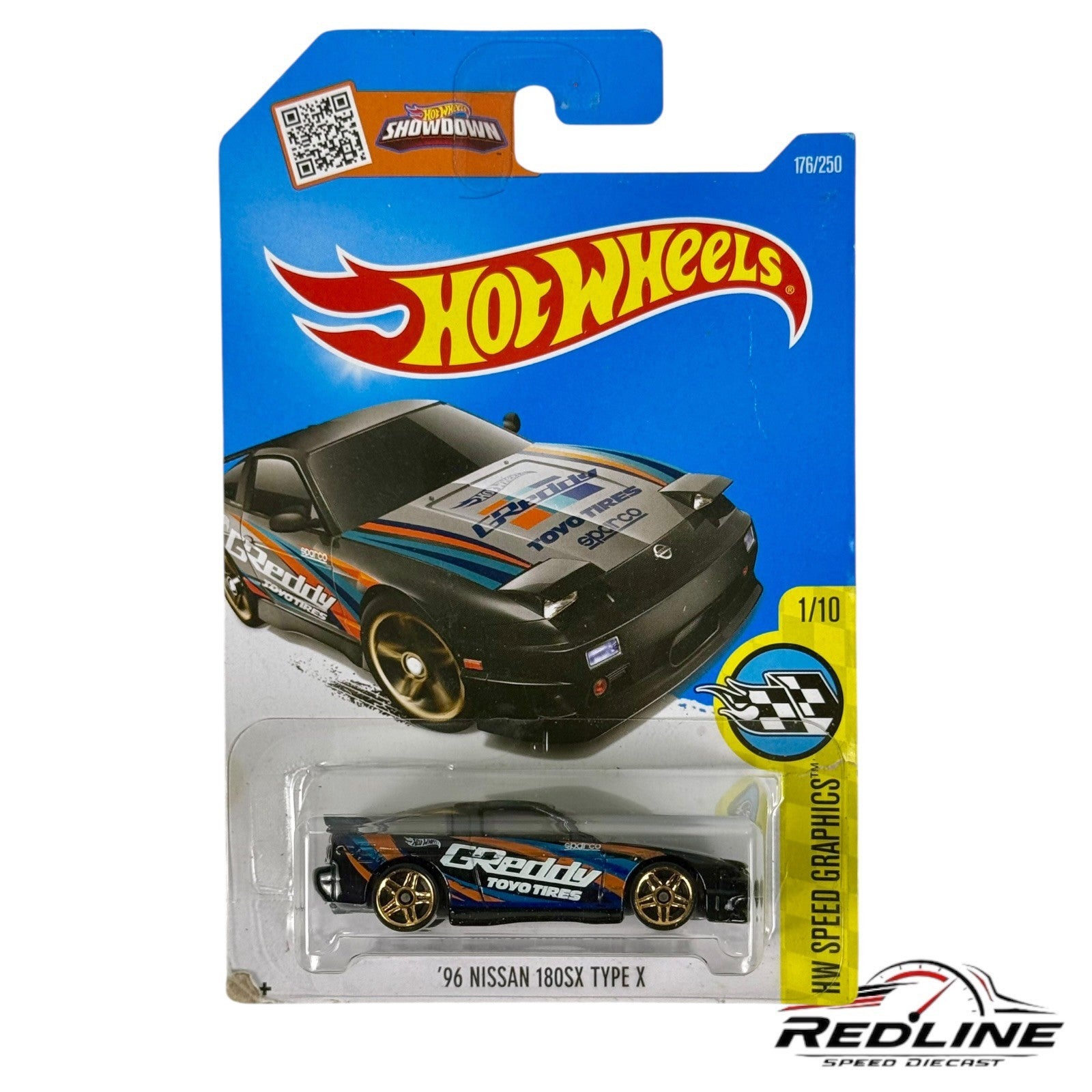 🎌Hot Wheels '96 Nissan 180SX Type X Black Greddy Livery HW Speed Graphics H6🎌