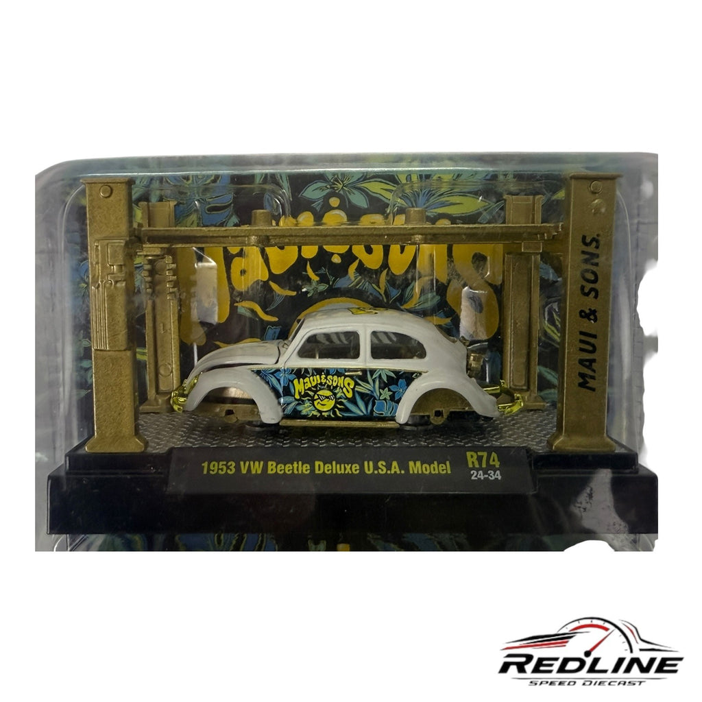 🇩🇪M2 Machines Chase 1953 VW Beatle Deluxe U.S.A Model  Maui & Sons R74 H28🇩🇪