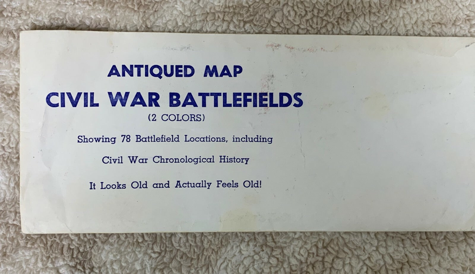 1961 CIVIL WAR BATTLEFIELDS Map 1861-1865 Chronological History of Events Listed