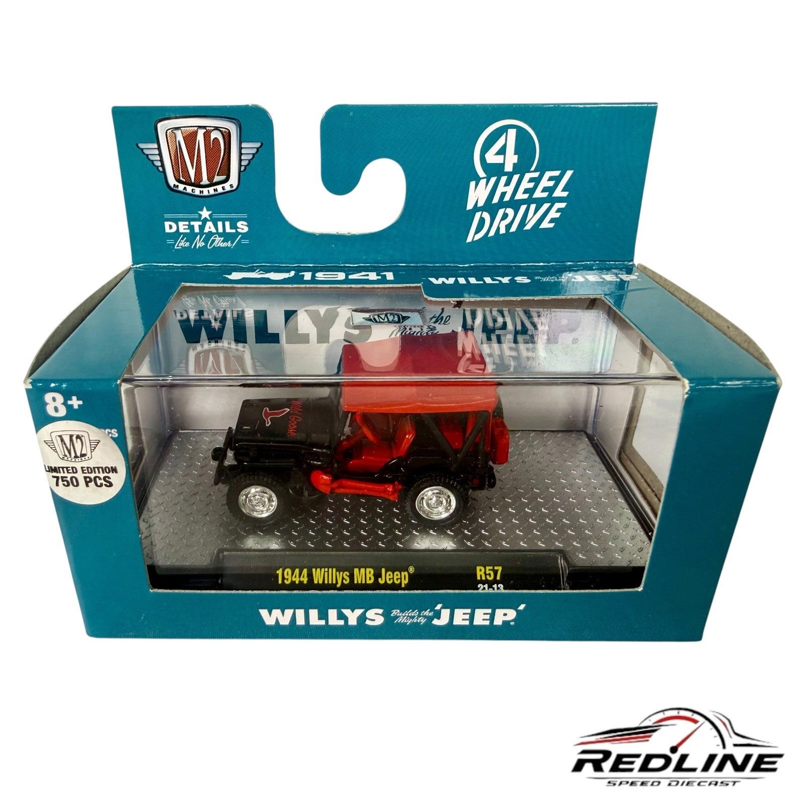 🎌🎌M2 Machines 1944 Willys MB Jeep Chase Red/Black Sealed 1:64 H15🎌🎌