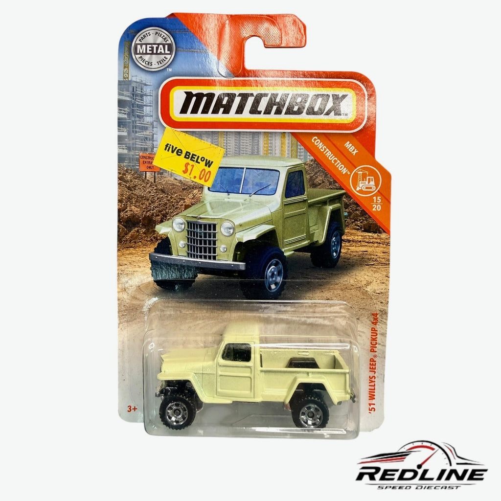 🇺🇸Matchbox '51 Willys Jeep Pickup 4x4 Diecast MBX Construction Truck H35🇺🇸