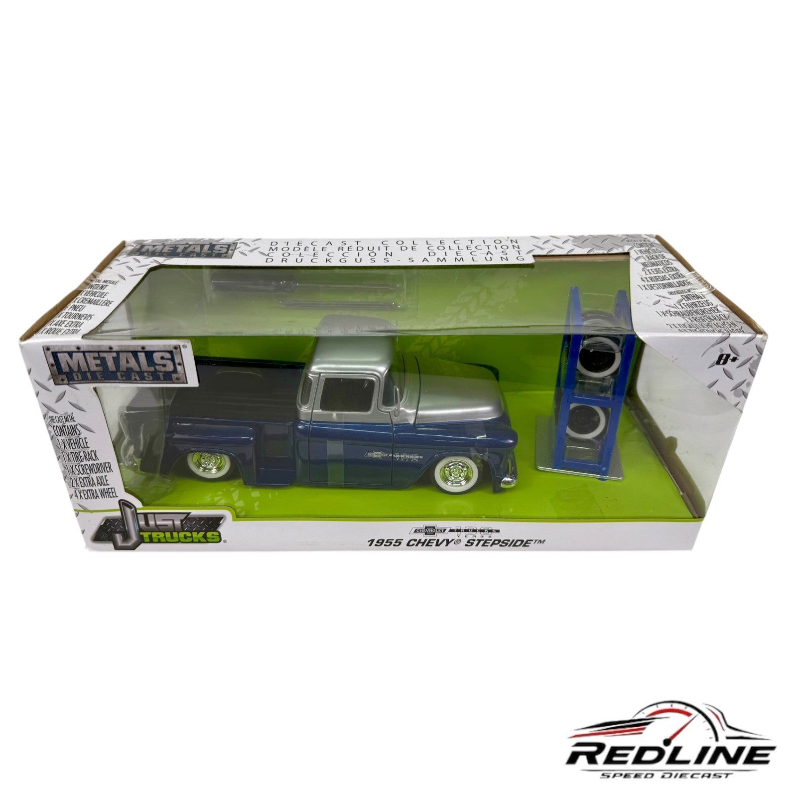 🇺🇸Jada 1955 Chevrolet Stepside Pickup Blue Chevrolet Trucks 100 Years 1:24🇺🇸