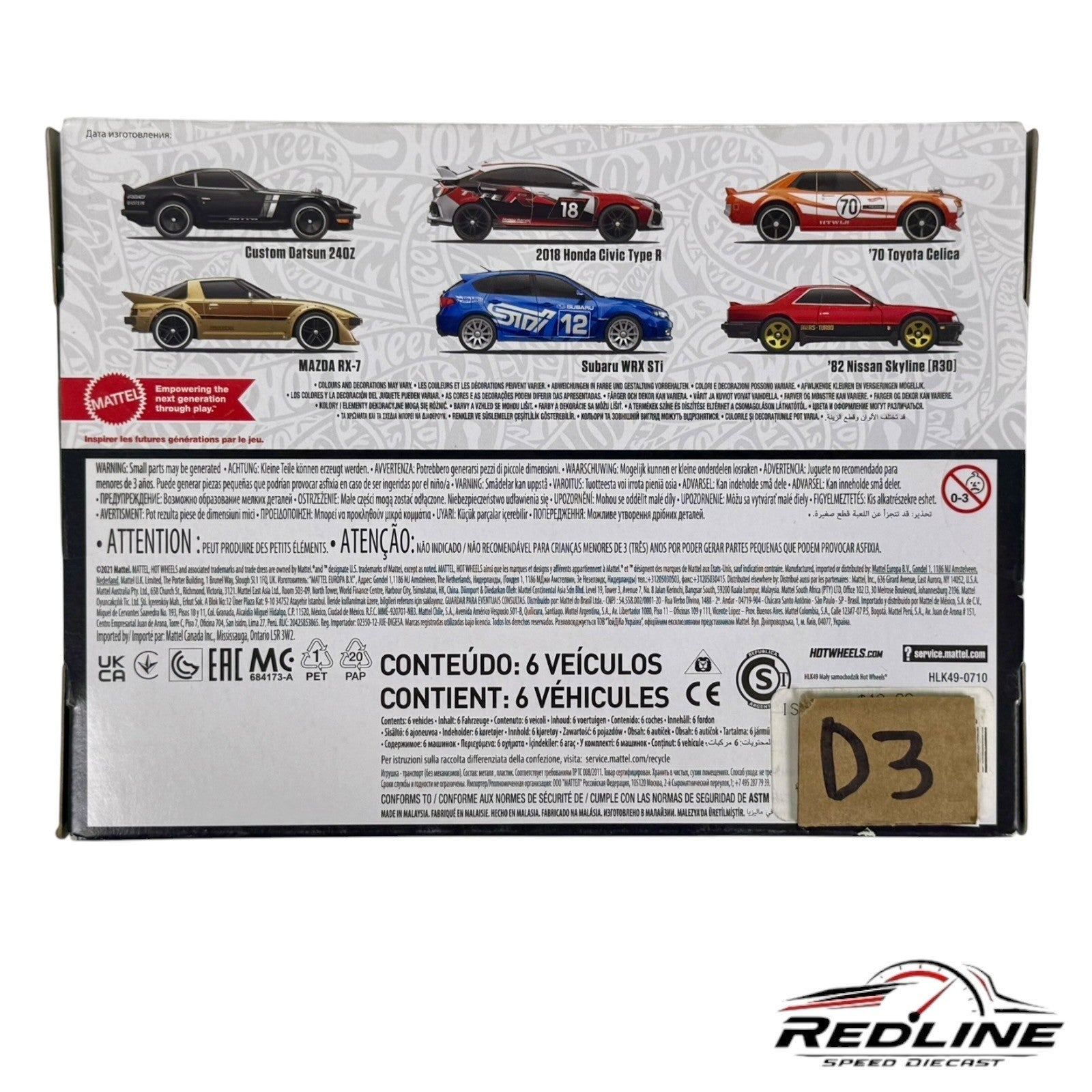 Hot Wheels Custom Datsun Civic Type R 70 Celica Mazda Rx7 Subaru 82 Skyline D3