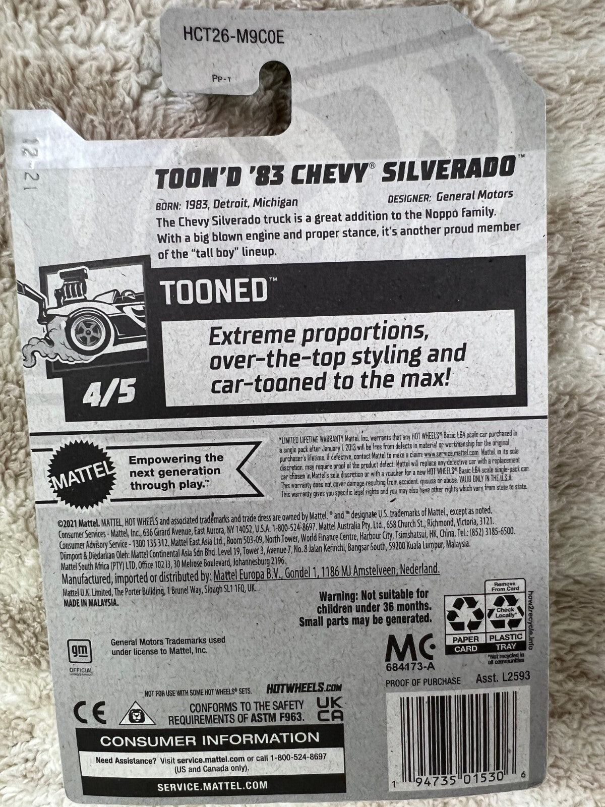 🇺🇸Hot Wheels Toon'd '83 Chevy Silverado Tooned Series  Blue NEW HW05🇺🇸