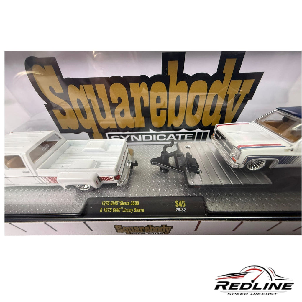 M2 MACHINES Squarebody Syndicate 76 GMC SIERRA 3500 Dually & 75 GMC Sierra D3