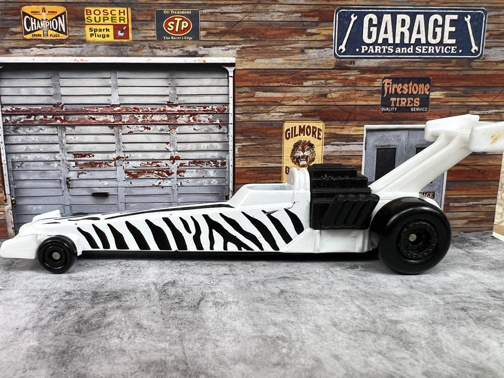 🏁🏁🏁1993 McDonald's Happy Meal Toy Mattel Hot Wheels Zebra Dragster C8🏁🏁🏁