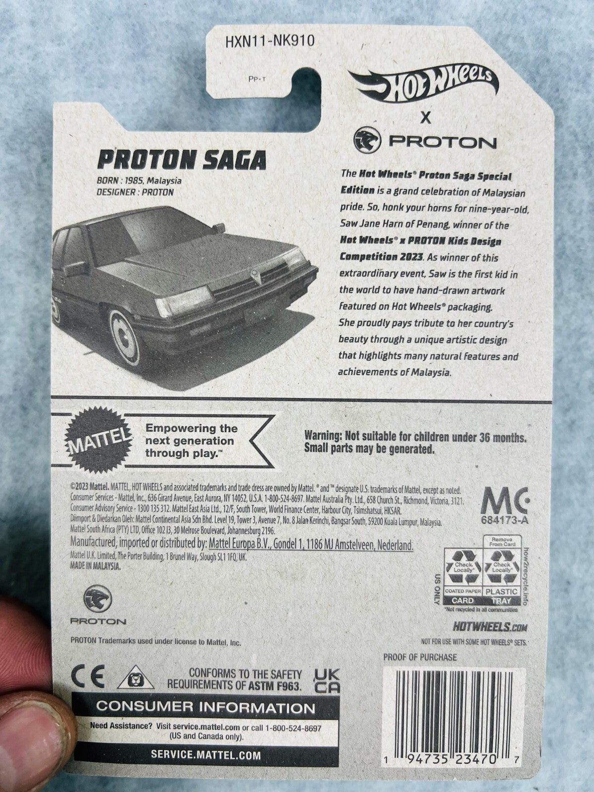 🔥🔥🔥Hot Wheels Proton Saga Special Edition Mattel Malaysia H31🔥🔥🔥