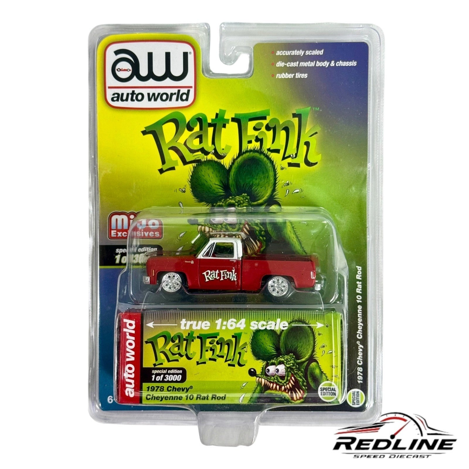 🔥Auto World MIJO EXCLUSIVES Rat Fink 1978 Chevrolet Cheyenne 10 Rat Rod H33🔥