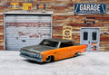 🇺🇸🇺🇸Hot Wheels Garage '65 Chevy Malibu Orange Gray Real Riders C21🇺🇸🇺🇸