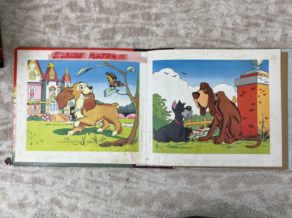 1954 WALT DISNEY'S LADY AND THE TRAMP CAPITOL RECORD READER (2) 78RPM + BOOK