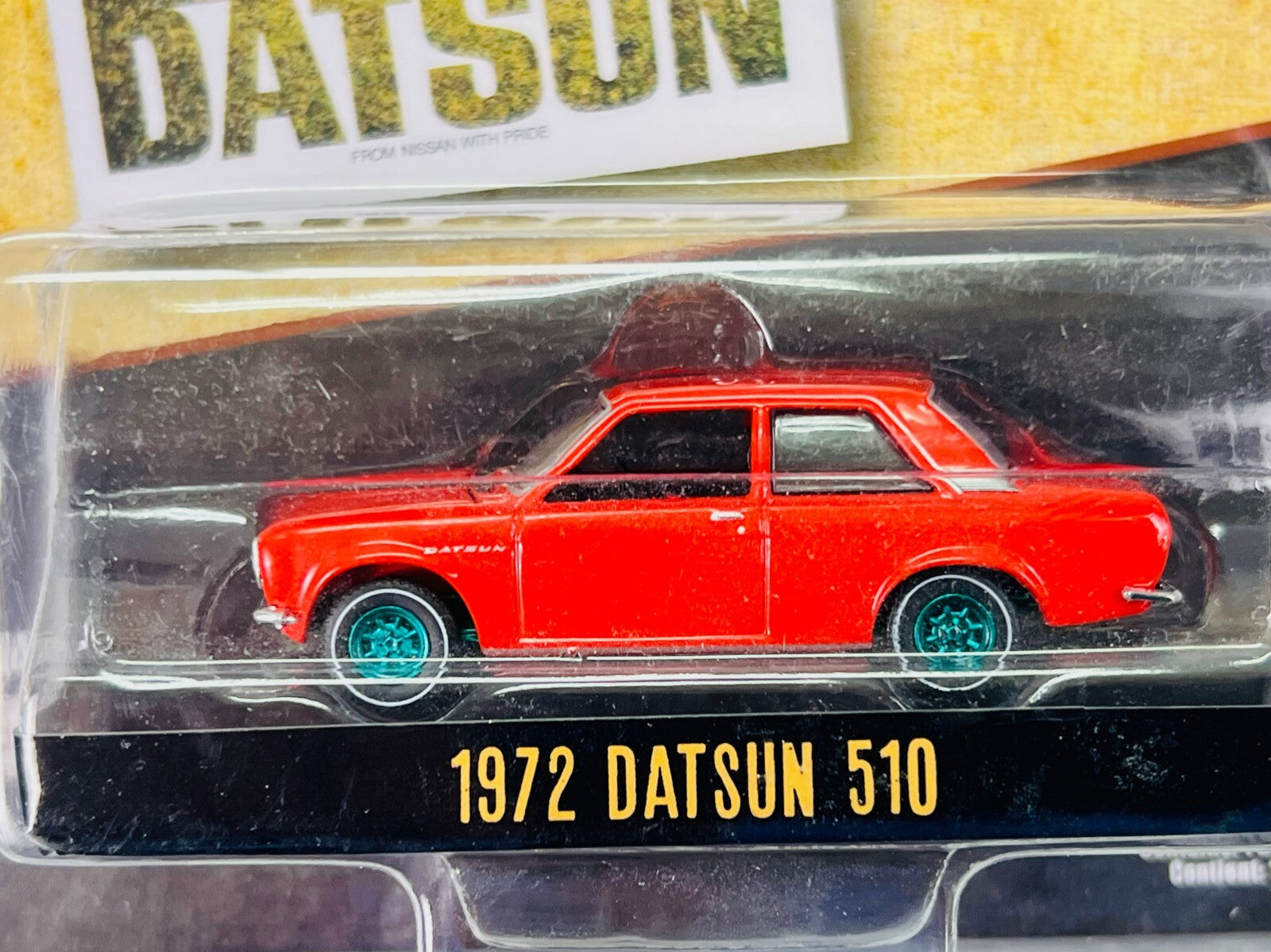 🎌🎌Greenlight Vintage Ad Cars CHASE Red 1972 Datsun 510 Green Machine H33🎌🎌