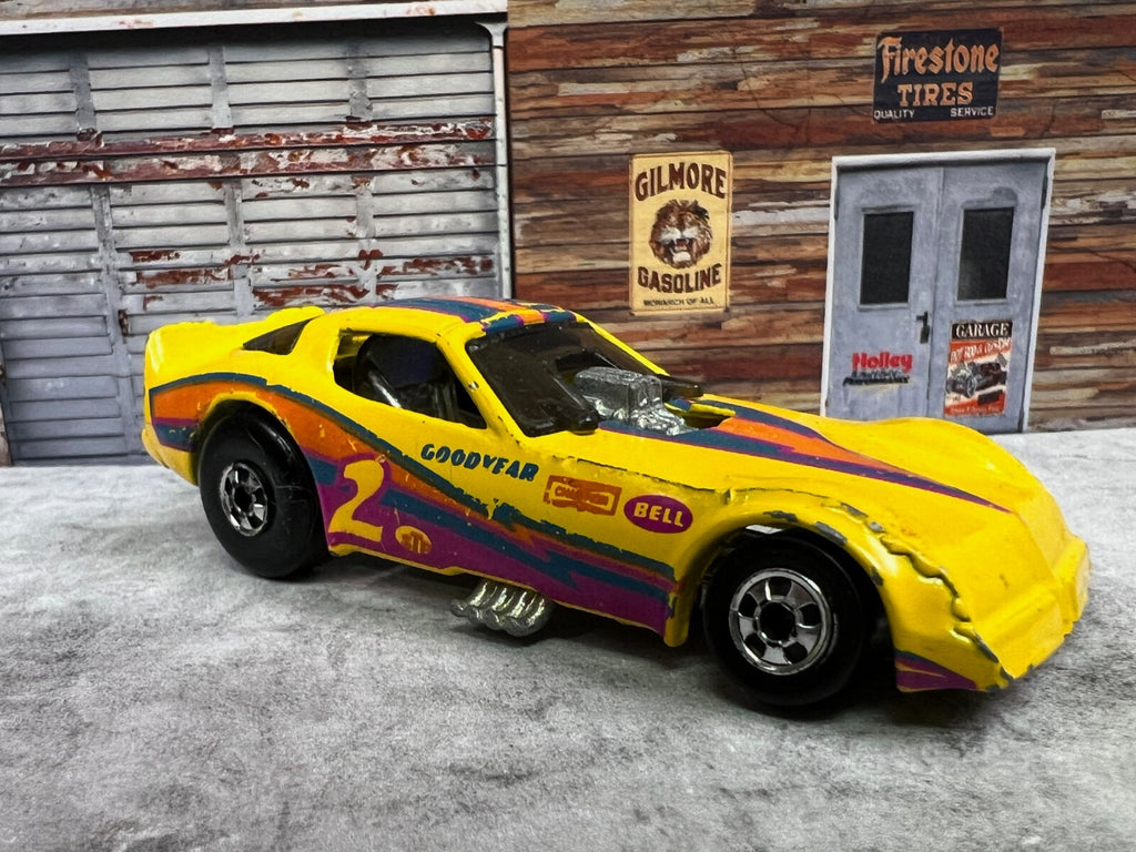 🏁🏁🏁Hot Wheels Firebird Funny Car DragsterYellow 1977 Blackwall C12🏁🏁🏁