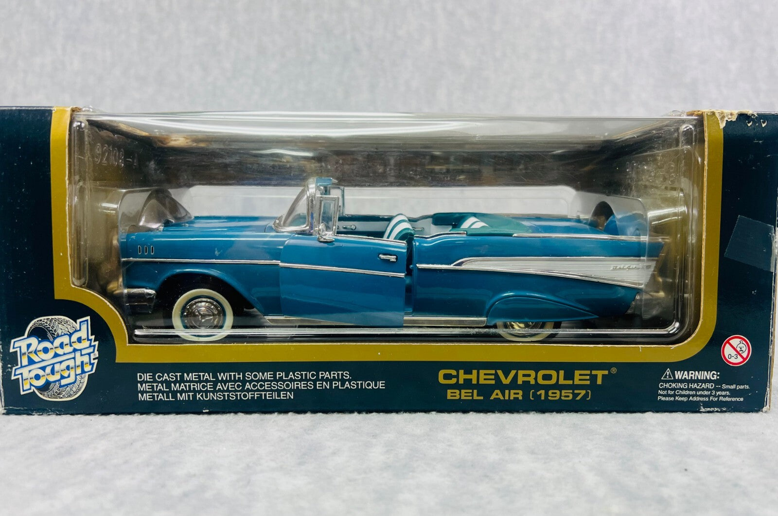 🇺🇸🇺🇸Road Tough 1 1957 Chevrolet BEL AIR Convertible Diecast Blue 1/18🇺🇸🇺