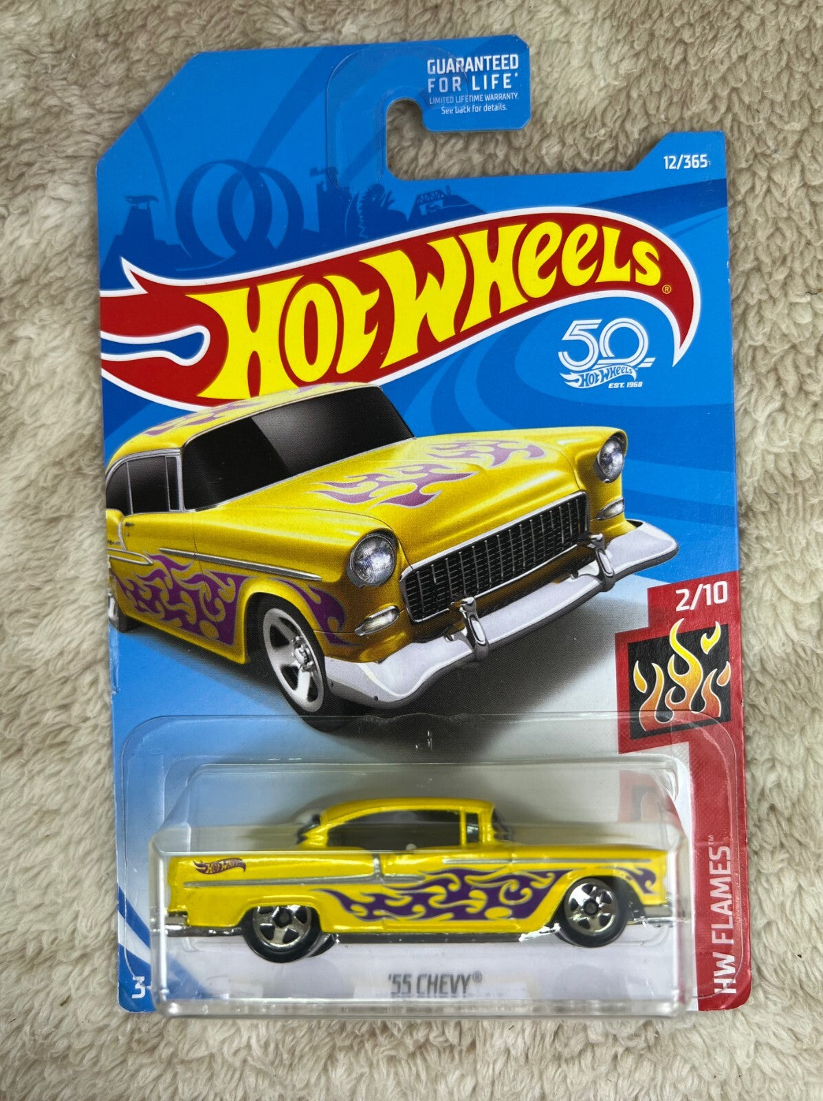 🇺🇸🔥🔥🔥🔥Hot Wheels 2018 HW Flames ’55 Chevy Yellow HW18🔥🔥🔥🔥🇺🇸