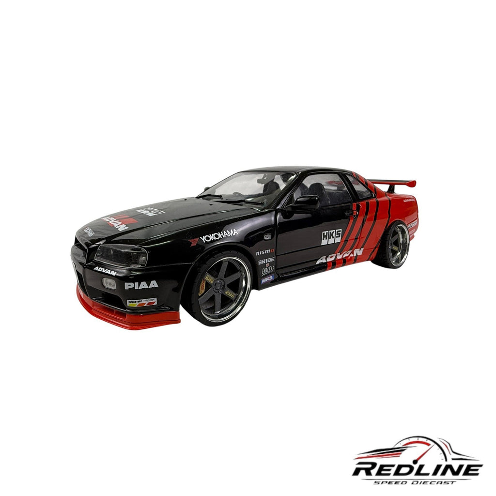 🎌Solido Nissan Skyline GT-R R34 Advan Livery CUSTOM WHEEL SWAP 1:18 L3🎌