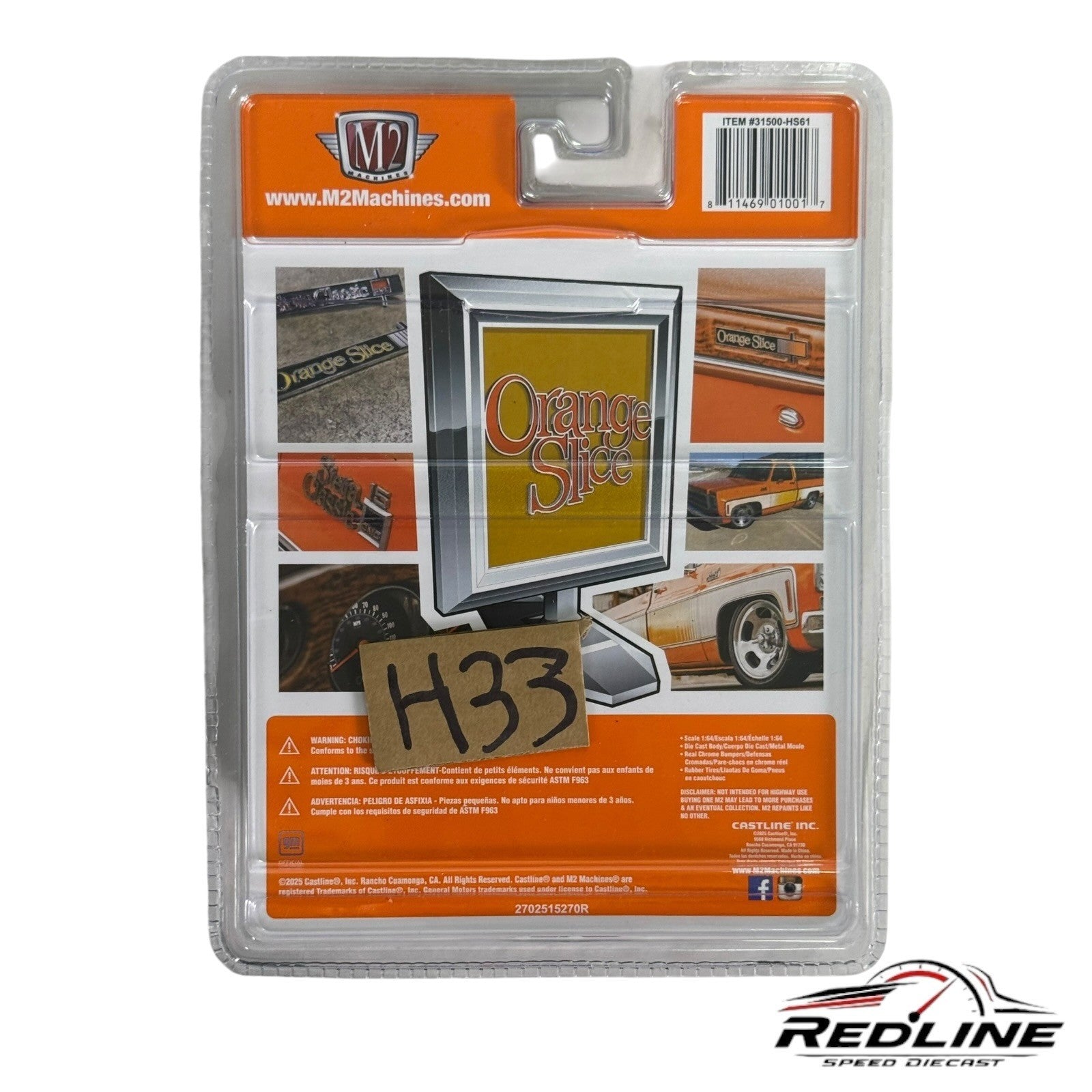 M2 Machines Hobby Exclusive 1976 GMC Sierra Grande Pickup Orange Slice CHASE H33