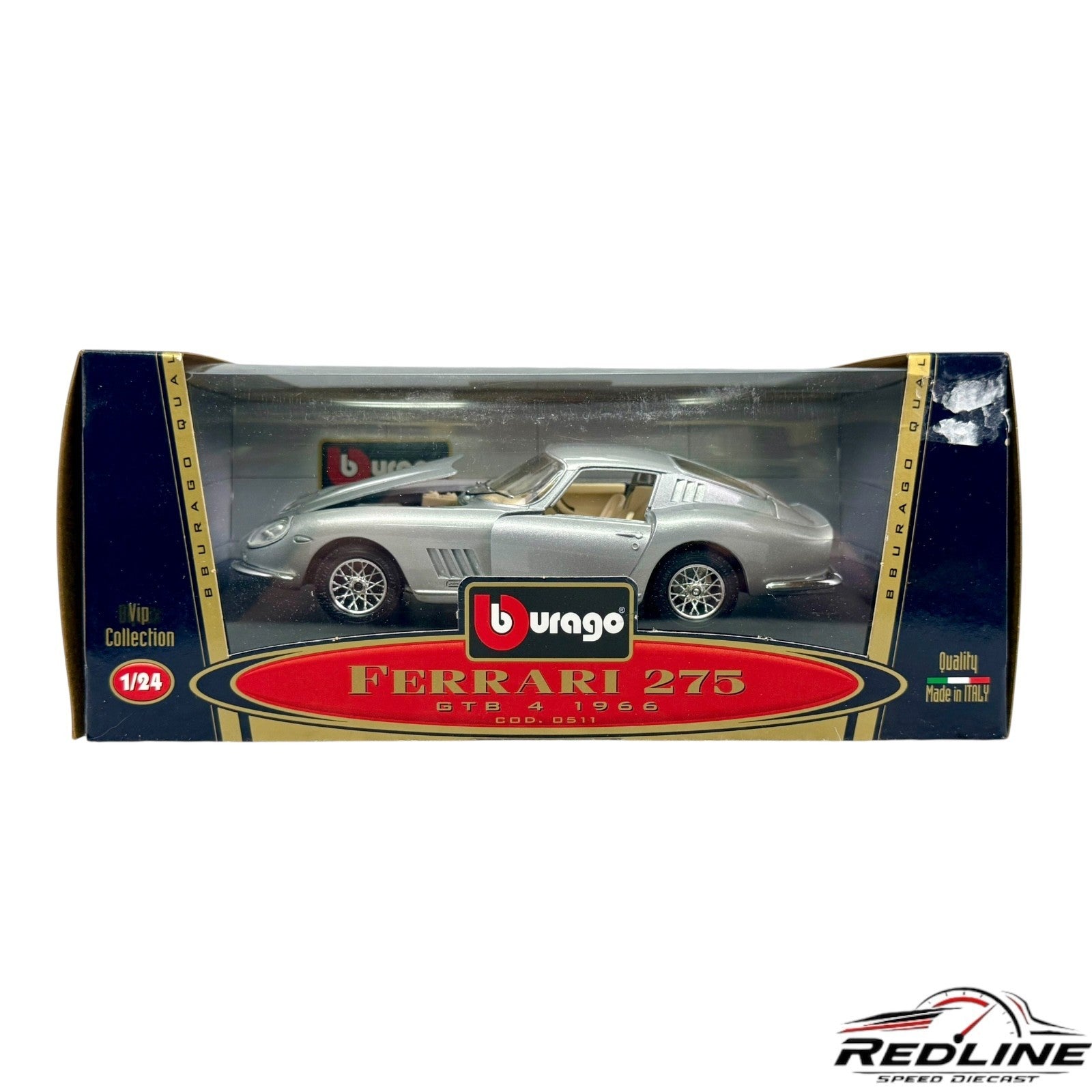 🇮🇹🇮🇹Burago  Ferrari 275 GTB/4 Silver 1966 1/24th Scale Made In Italy🇮🇹🇮🇹