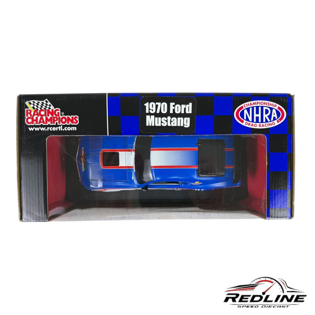 Racing Champions 11X Champion John Force #2 NHRA 1970 Ford Mustang Blue 1:18 LN