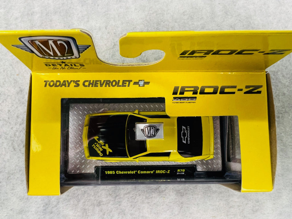 🇺🇸M2 Machines 1985 Chevrolet Camaro IROC-Z  Yellow Twin Turbo R70 H9🇺🇸